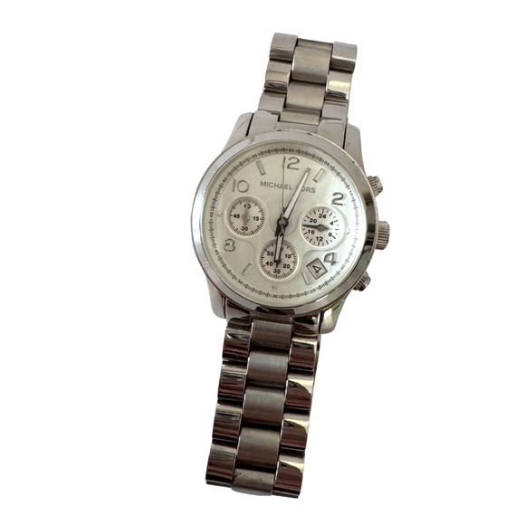 Michael Kors Womens Silver Chronograph Watch - Picture 1 of 6